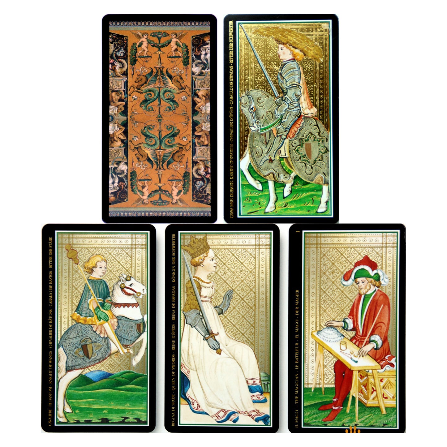 Taro kortos Visconti didelės paauksuotos