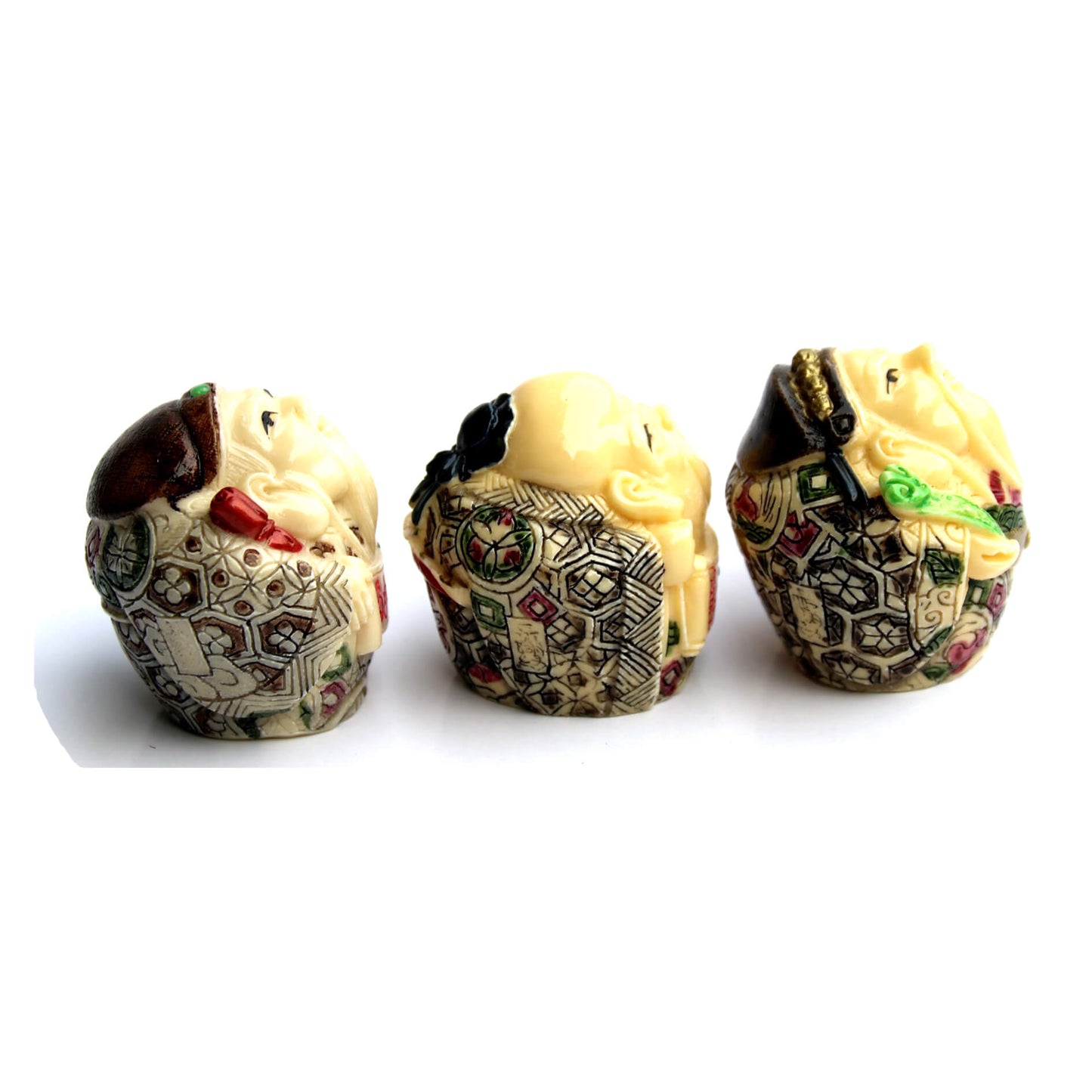 Figūrėlių rinkinys „Trijų žvaigždžių senoliai“ iš meniško kaulo 1