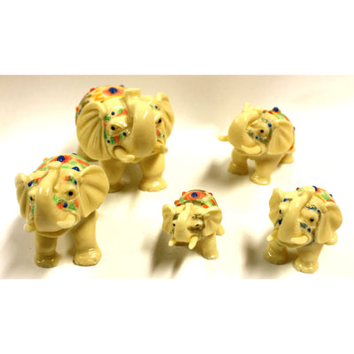 Статуэтки "Пять Слонов" (цветной комплект) из художественной кости