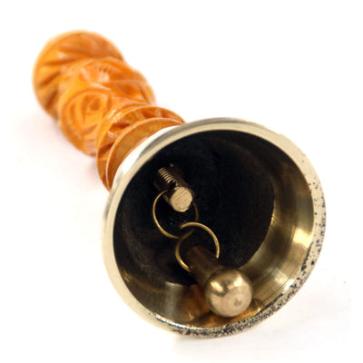 Колокольчик бронзовый с деревянной резной ручкой