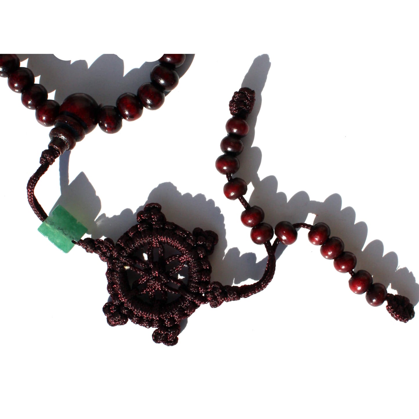 Чётки из дерева с нефритом, коричневые (216 бусин)