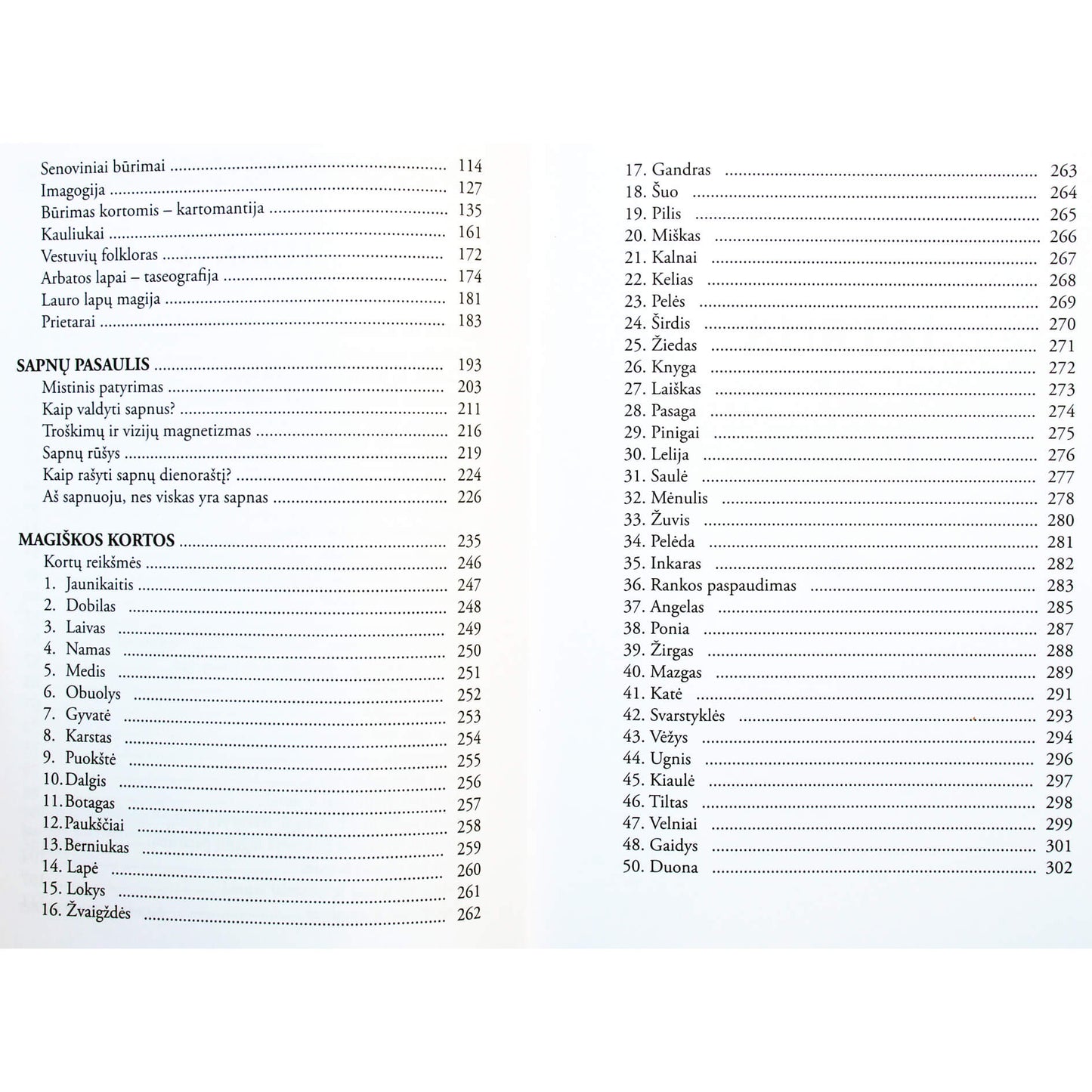 Burtai ir kerai, sapnai, магiškos kortos