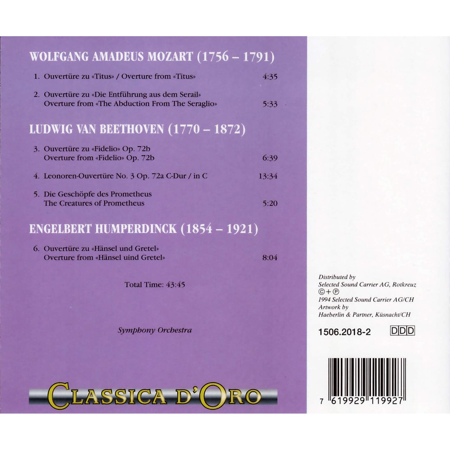 Mozart, Beethoven, Humperdinck / The Great Overtures