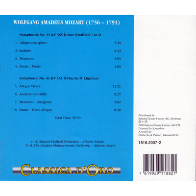 Wolfgang Mozart / Symphonien Nr. 35 Haffner & Nr. 41 Jupiter