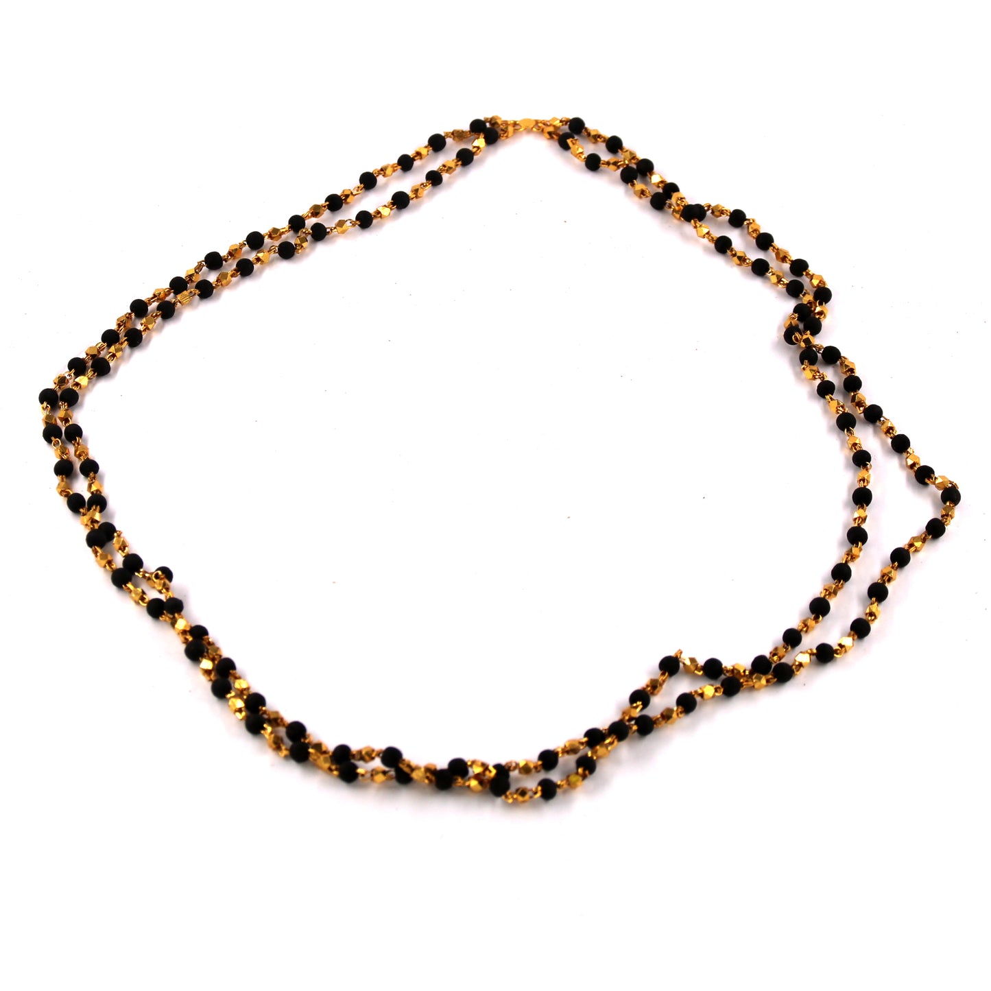 Бусы из дерева туласи с черными бусинами