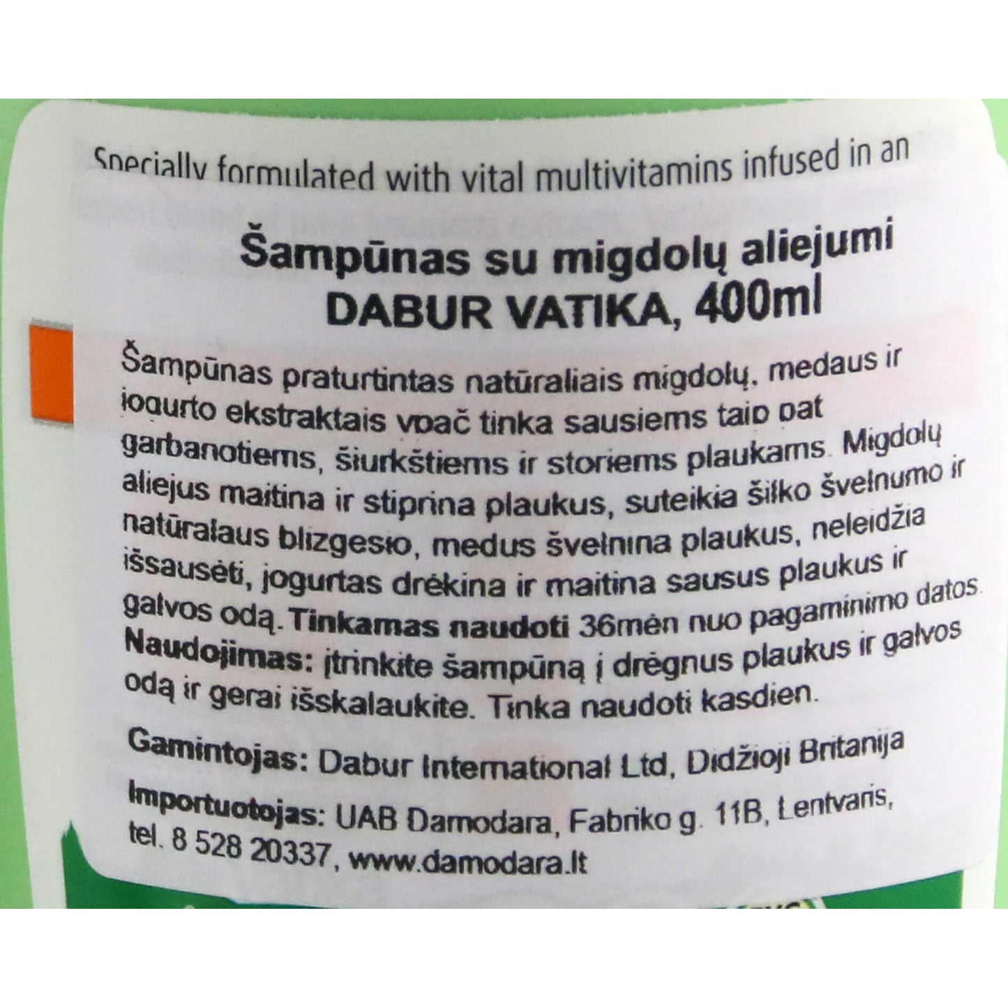 Аюрведический натуральный шампунь Vatika Sweet Almond 400ml