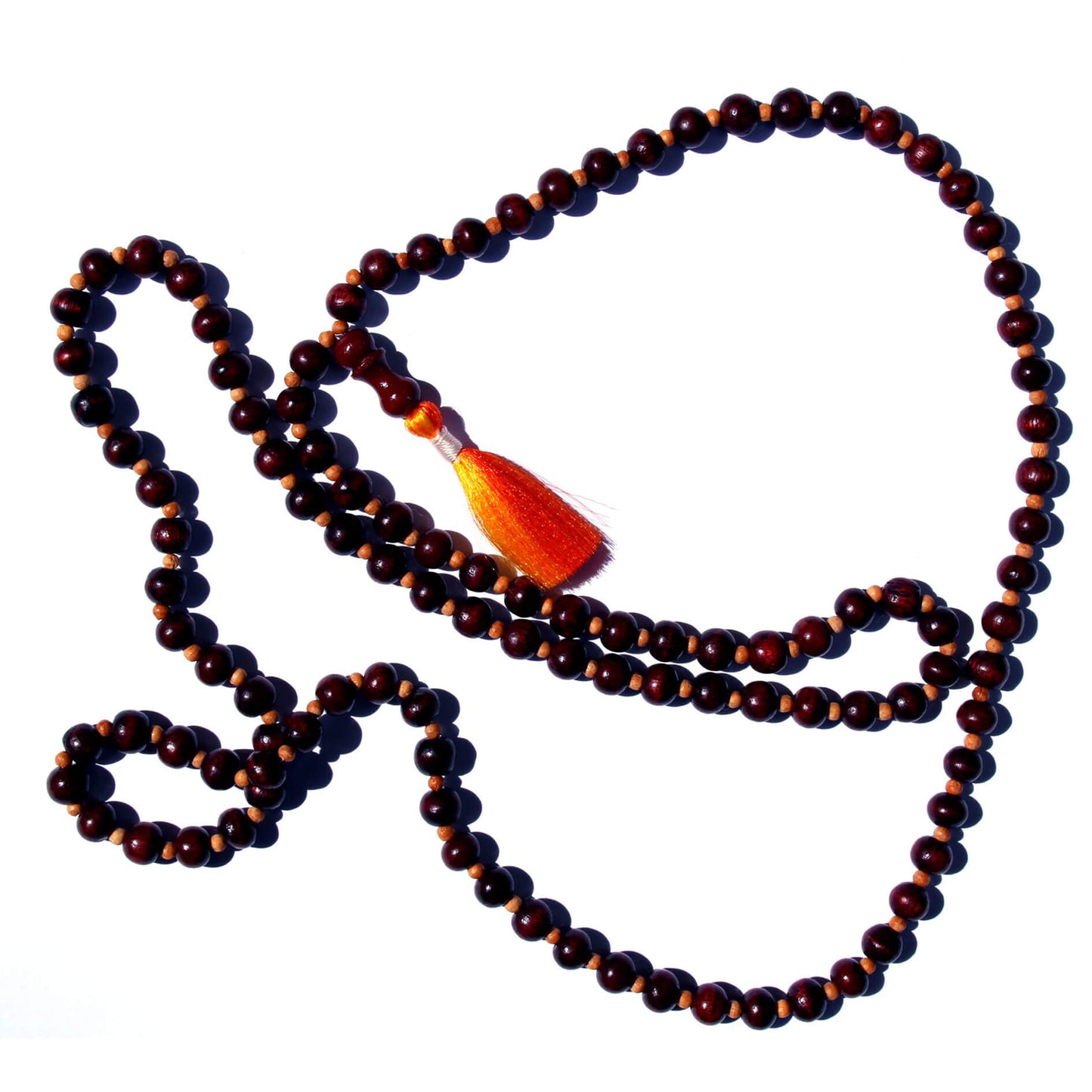 Чётки из дерева коричневые с разделительными бусинами (108 бусин)