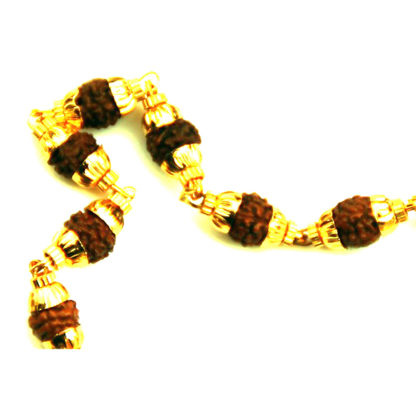 Бусы из рудракши с "позолотой", (54 бусин)