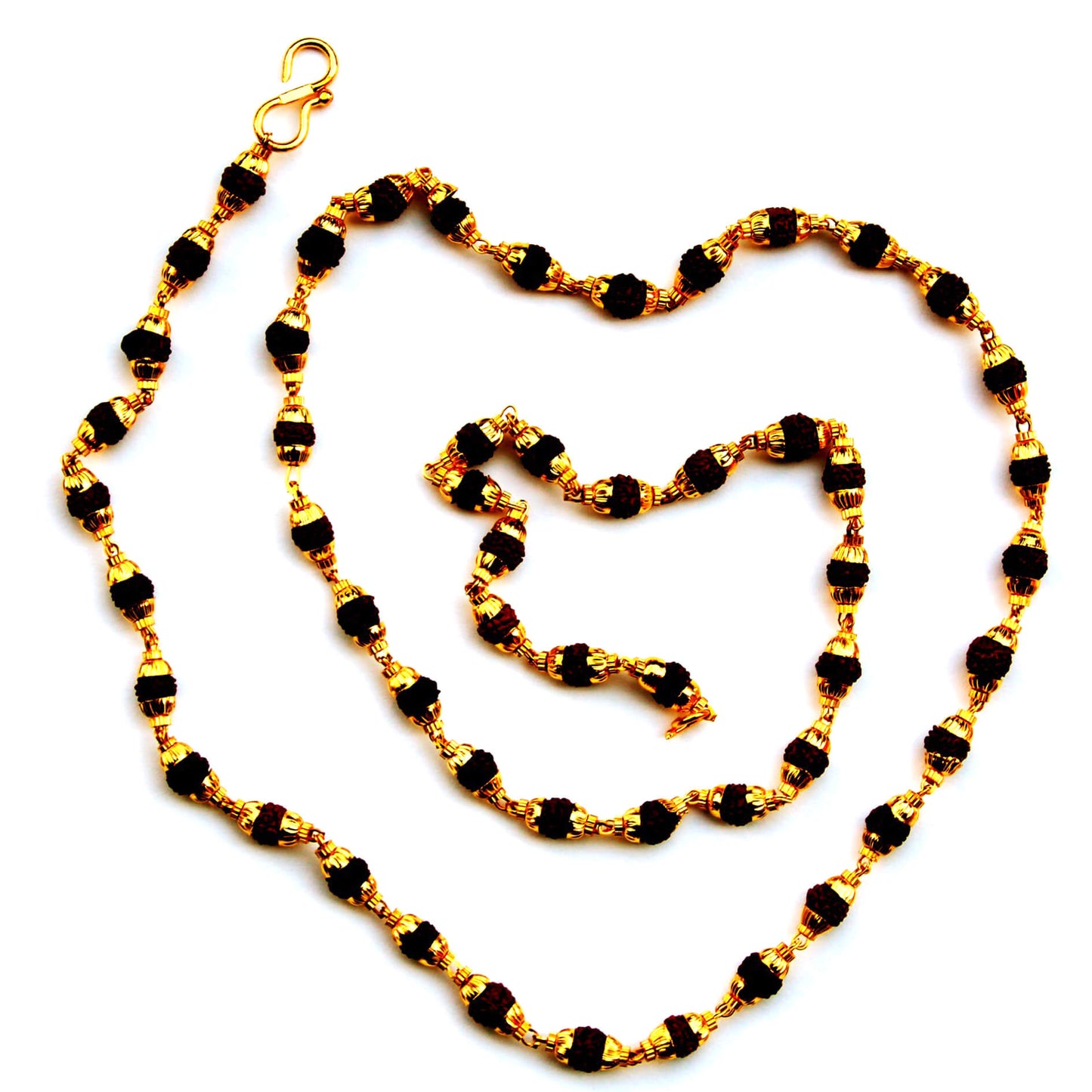 Бусы из рудракши с "позолотой", (54 бусин)