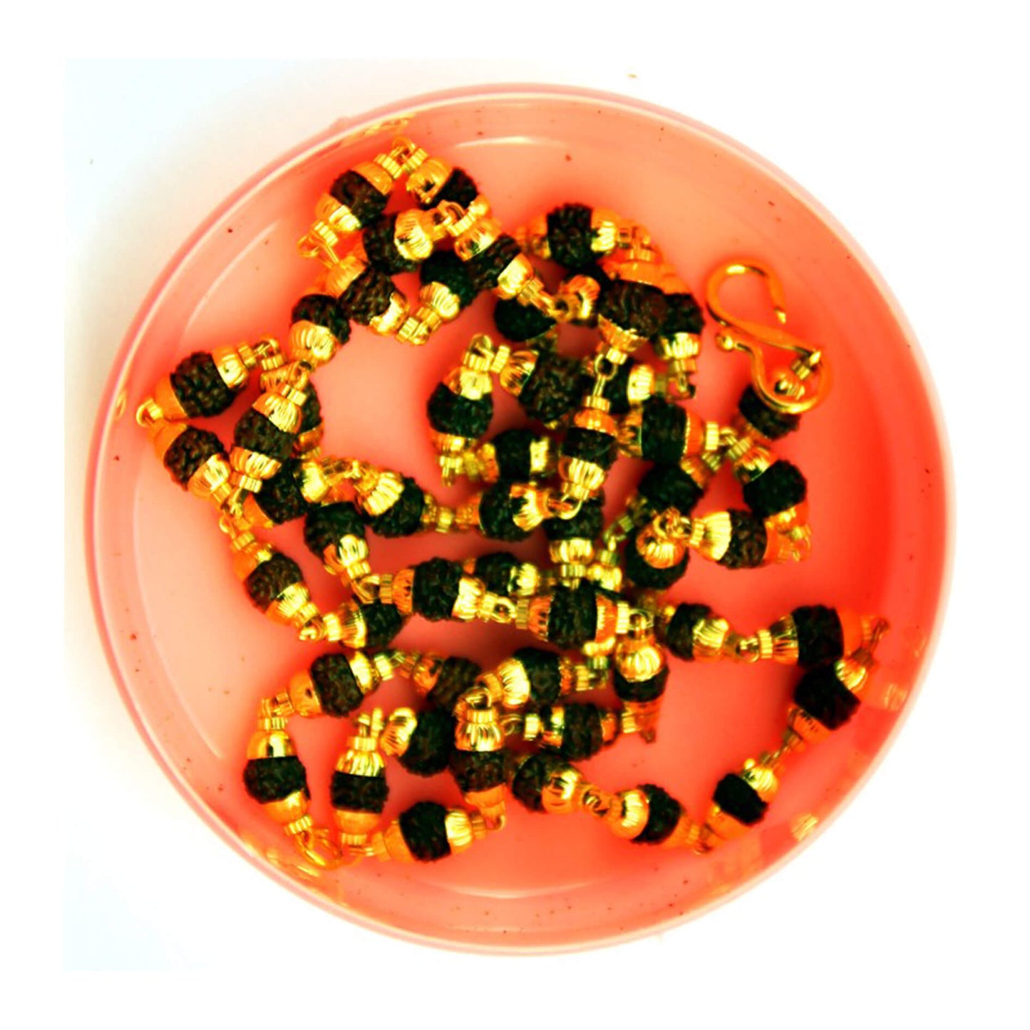 Бусы из рудракши с "позолотой", (54 бусин)