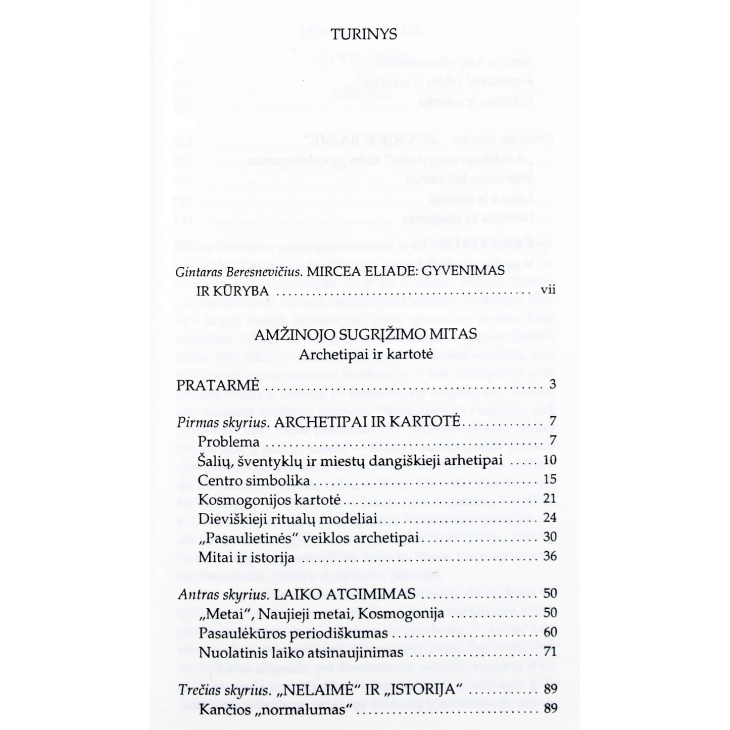 Mircea Eliade "Amžinojo sugrįžimo mitas"